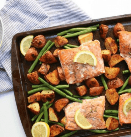 Sheet Pan Lemon Garlic Salmon and Veggies