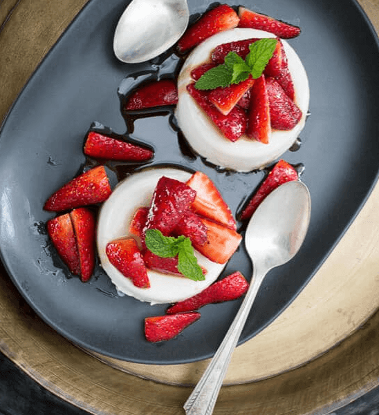 Coconut Panna Cotta with Balsamic Strawberries