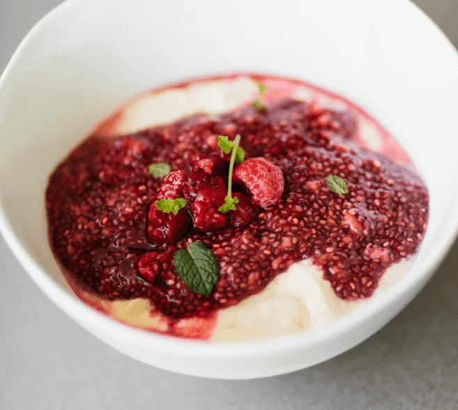 Banana Coconut Yoghurt With Chia Berry Jam